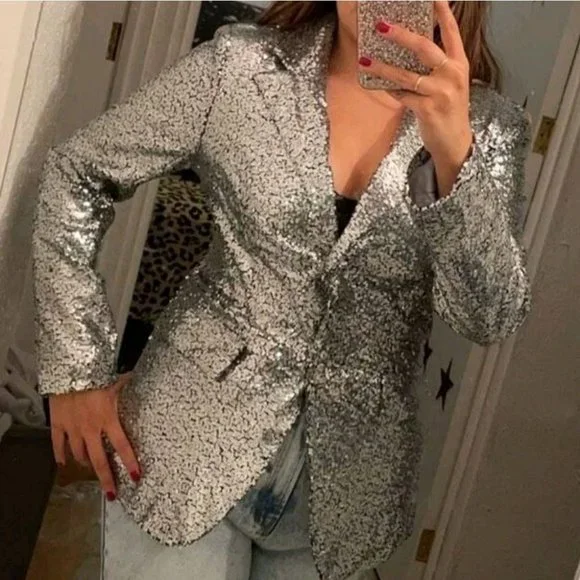Silver sequin blazer - Picture 3 of 13